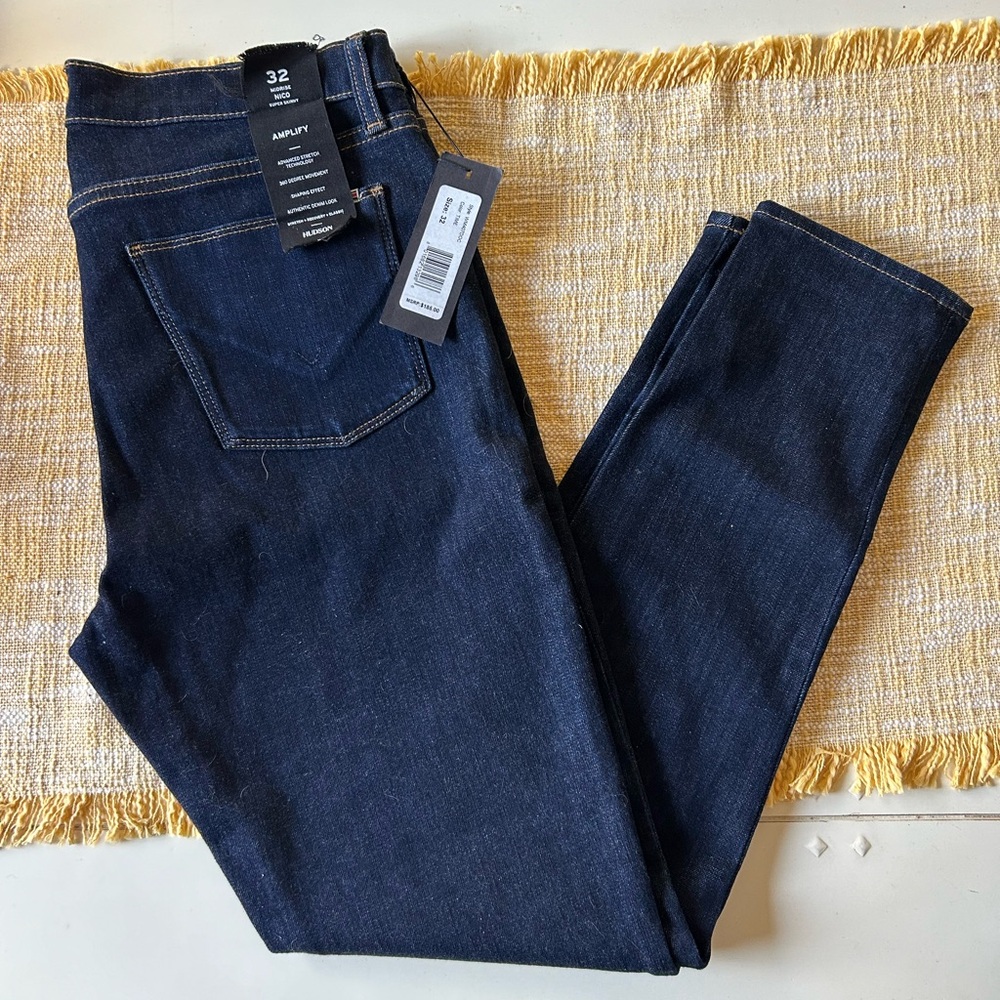NWT Hudson mid-rise Nico super skinny jeans size 32 in Amplify dark indigo wash